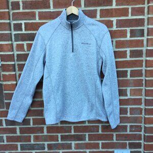 Eddie Bauer 1/4 Zip Fleece Pullover Mens Medium Gray Comfy